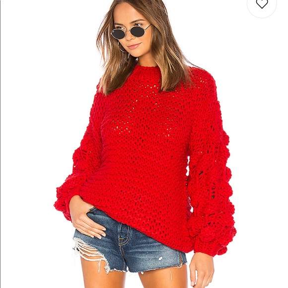 Goodnight Macaroon Sweaters - Beautiful popcorn chunky sleeve red sweater ❣️